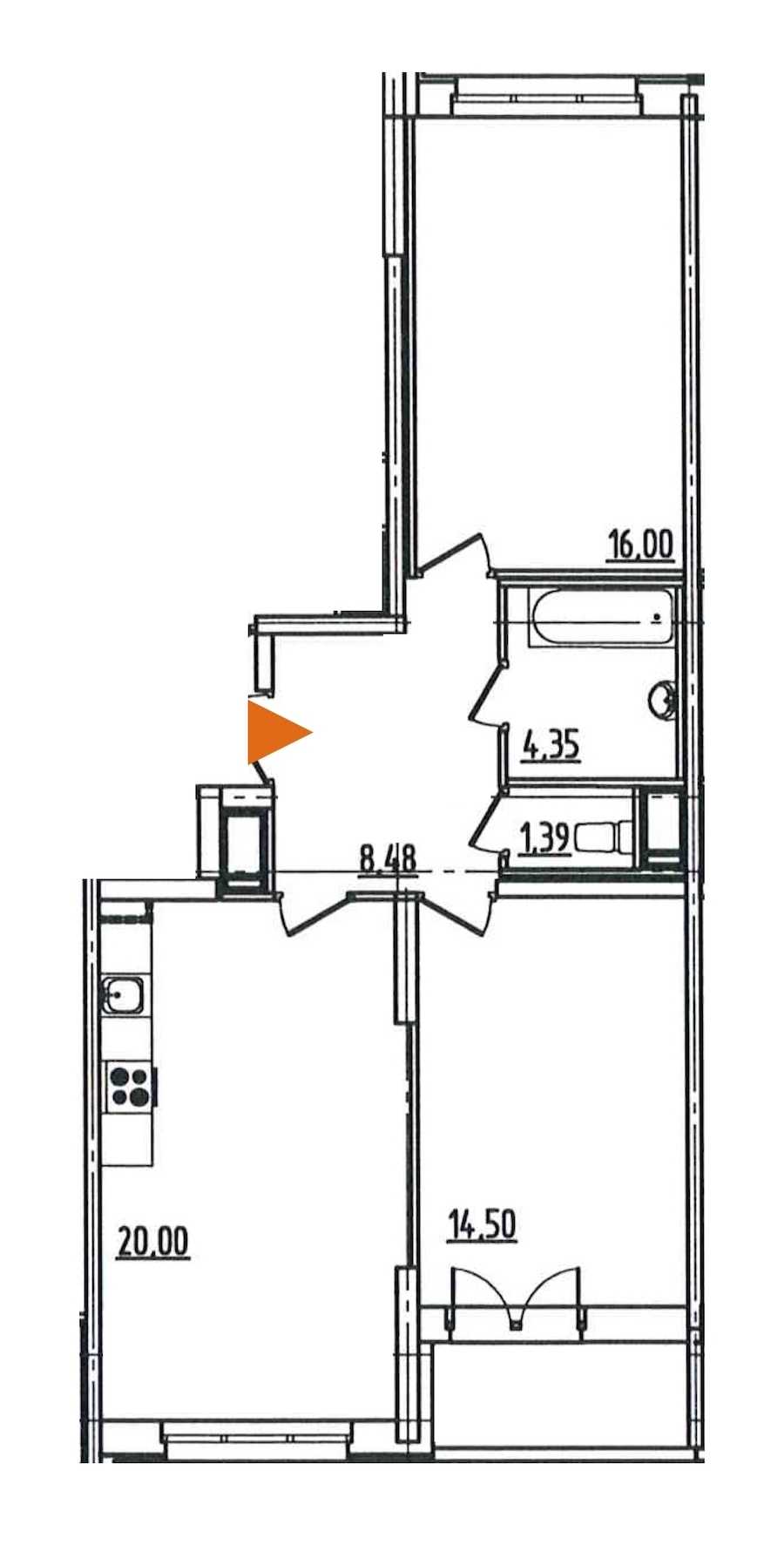 Двухкомнатная квартира в : площадь 66.51 м2 , этаж: 11 – купить в Санкт-Петербурге