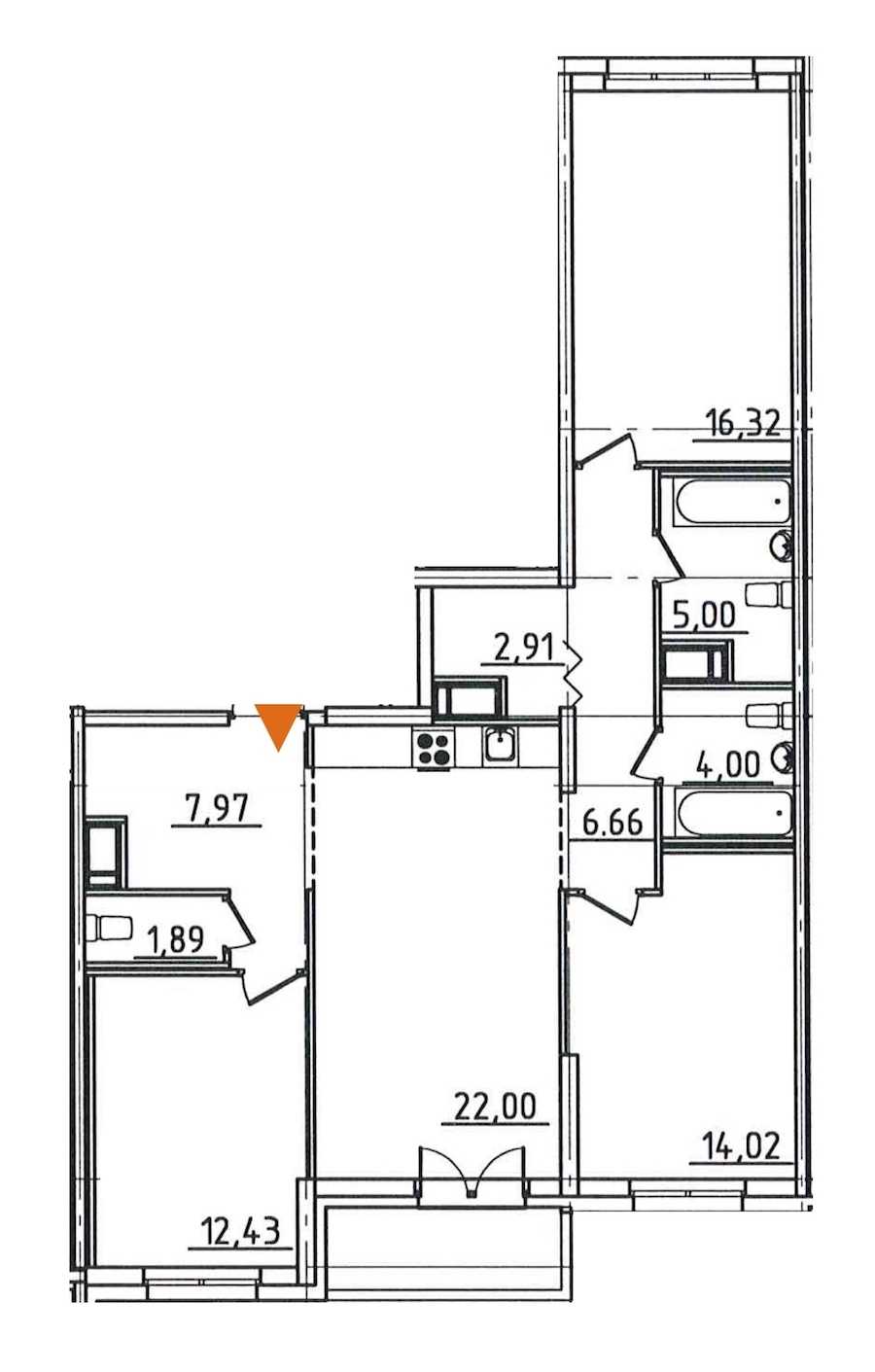 Трехкомнатная квартира в : площадь 95.12 м2 , этаж: 3 – купить в Санкт-Петербурге