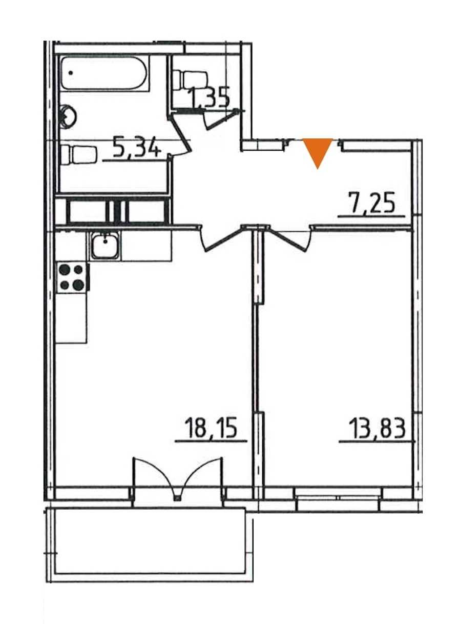Однокомнатная квартира в : площадь 47.27 м2 , этаж: 5 - 10 – купить в Санкт-Петербурге
