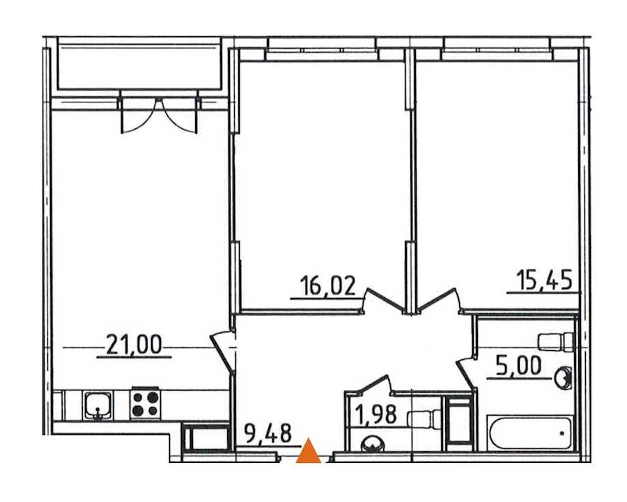 Двухкомнатная квартира в : площадь 70.28 м2 , этаж: 4 – купить в Санкт-Петербурге