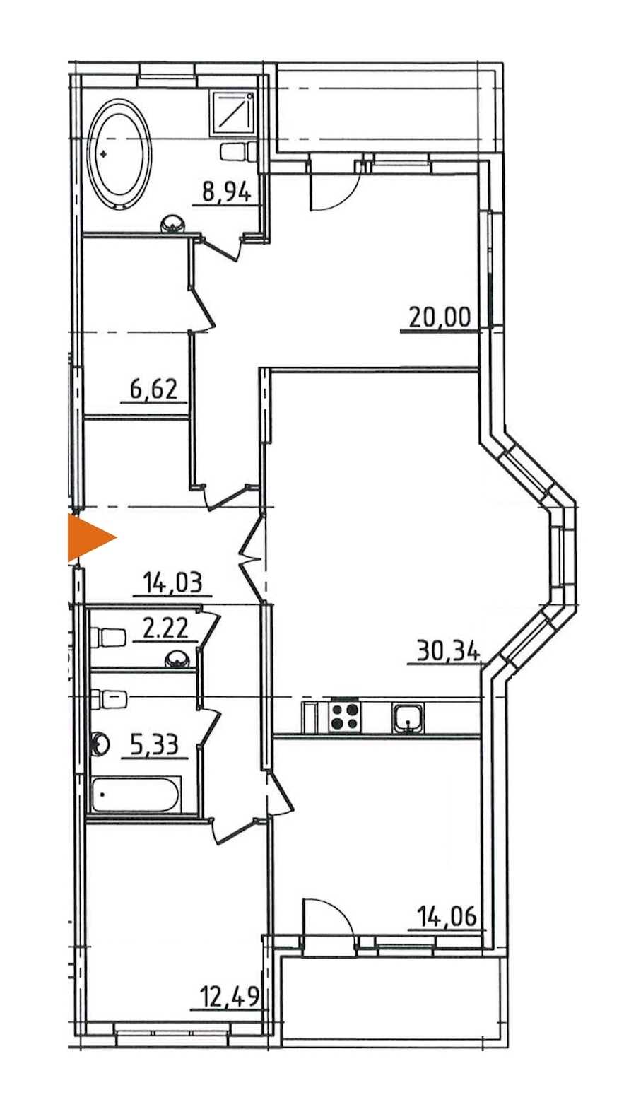 Трехкомнатная квартира в : площадь 119.96 м2 , этаж: 2 – купить в Санкт-Петербурге