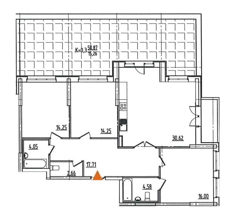 Трехкомнатная квартира в : площадь 121.34 м2 , этаж: 2 – купить в Санкт-Петербурге