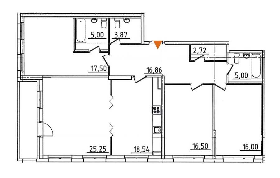 Четырехкомнатная квартира в : площадь 130.45 м2 , этаж: 2 – купить в Санкт-Петербурге