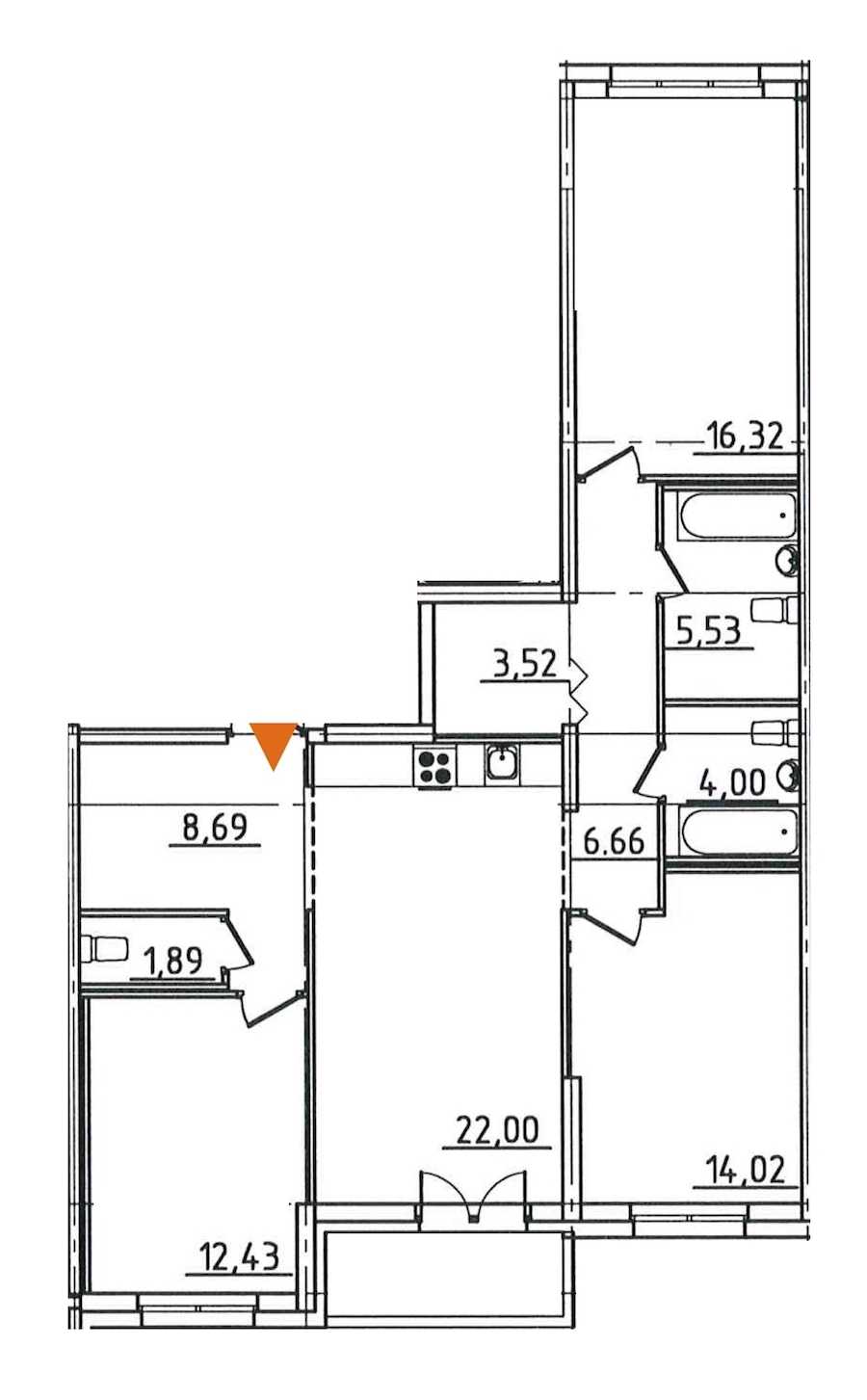 Трехкомнатная квартира в : площадь 96.98 м2 , этаж: 2 – купить в Санкт-Петербурге