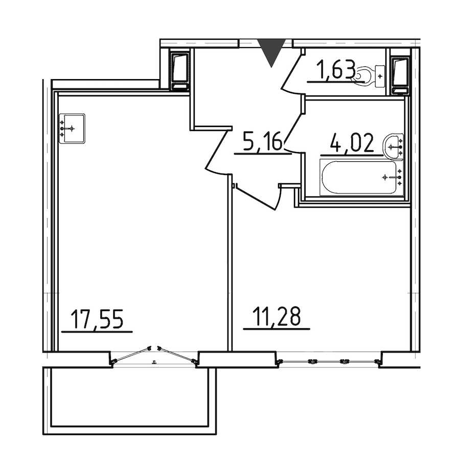 Однокомнатная квартира в Лидер Групп: площадь 40.79 м2 , этаж: 3 – купить в Санкт-Петербурге