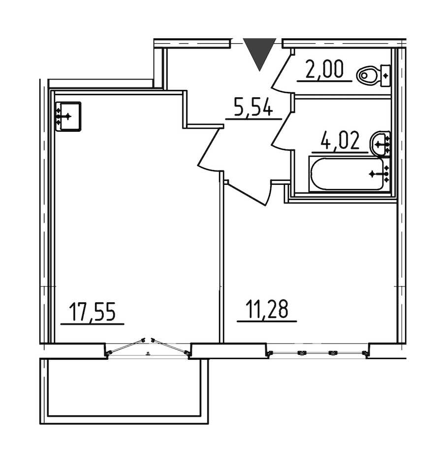 Однокомнатная квартира в Лидер Групп: площадь 41.54 м2 , этаж: 2 – купить в Санкт-Петербурге