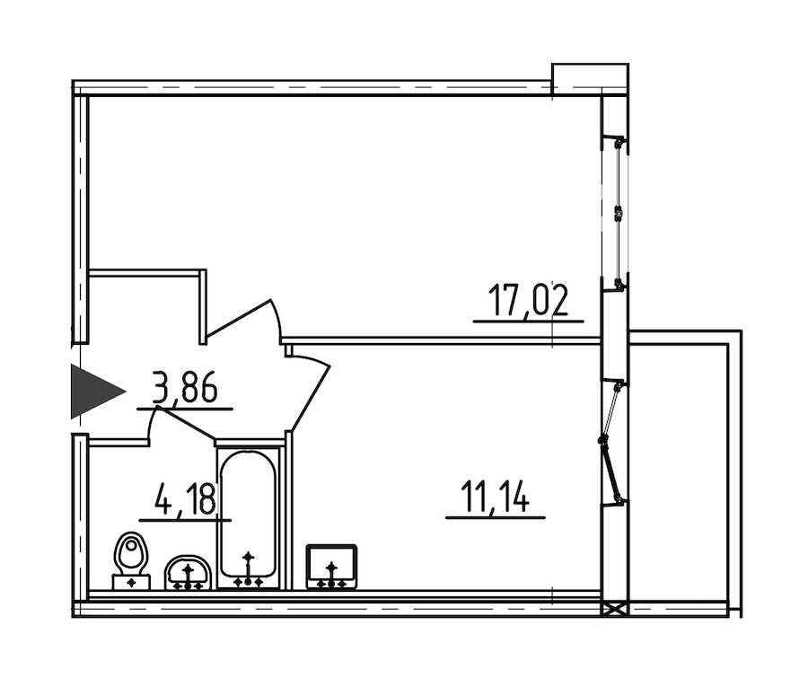 Однокомнатная квартира в : площадь 37.31 м2 , этаж: 2 – купить в Санкт-Петербурге