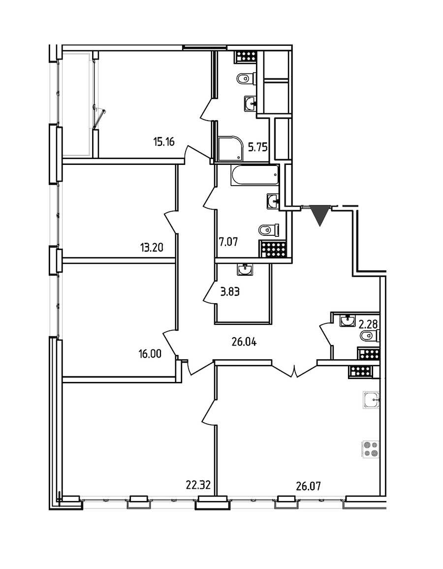 Четырехкомнатная квартира в : площадь 139.41 м2 , этаж: 10 – купить в Санкт-Петербурге
