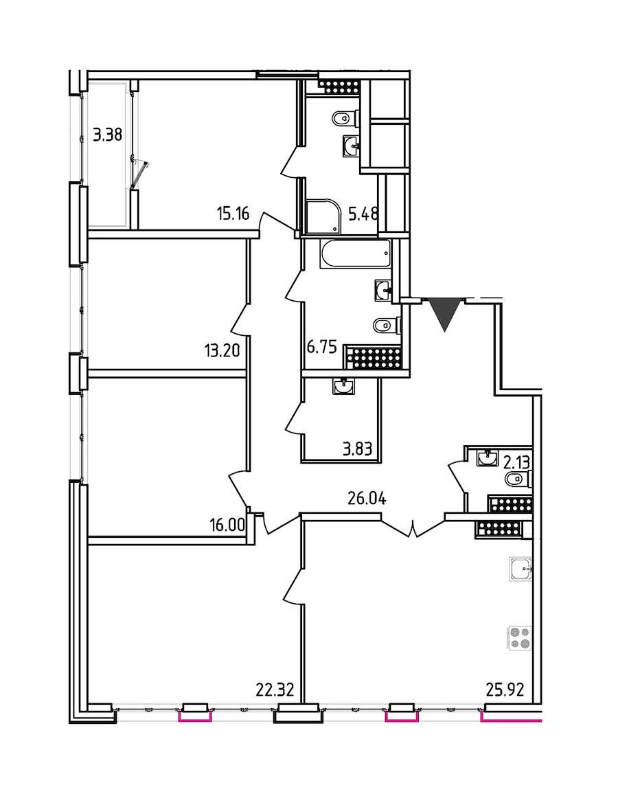 Четырехкомнатная квартира в : площадь 138.52 м2 , этаж: 14 – купить в Санкт-Петербурге