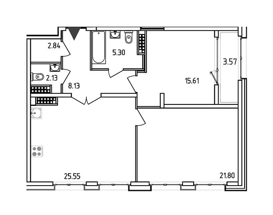 Двухкомнатная квартира в : площадь 83.15 м2 , этаж: 14 – купить в Санкт-Петербурге