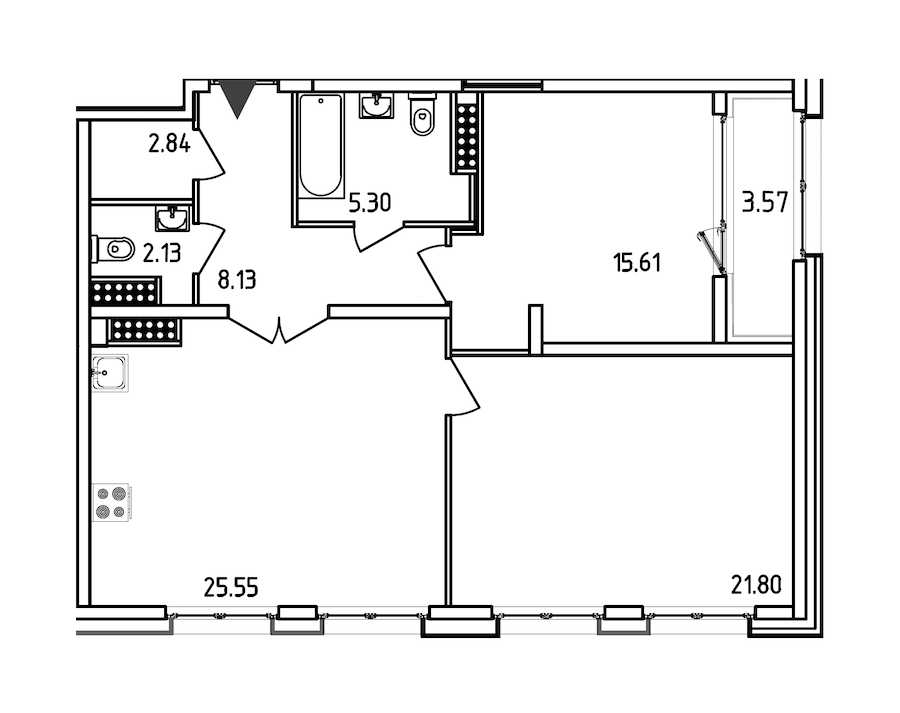 Двухкомнатная квартира в : площадь 83.15 м2 , этаж: 15 – купить в Санкт-Петербурге