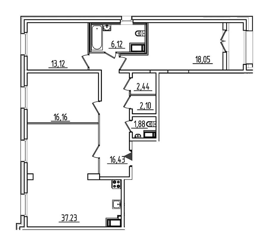 Трехкомнатная квартира в : площадь 115.26 м2 , этаж: 7 – купить в Санкт-Петербурге