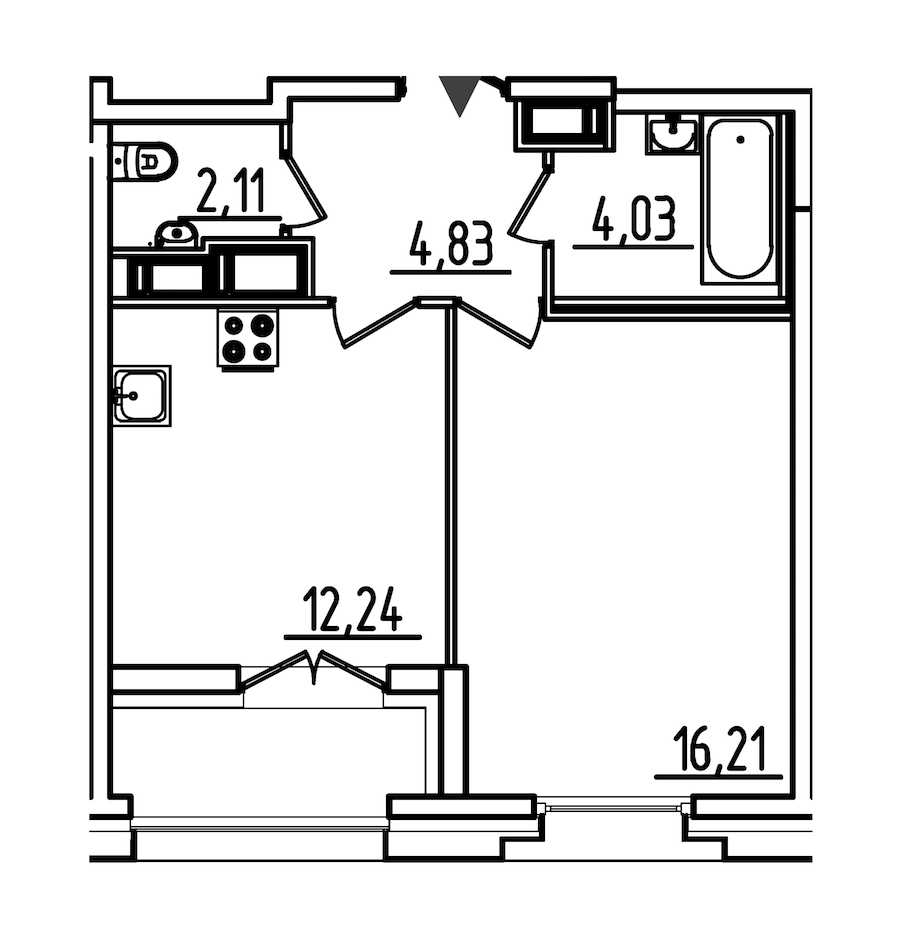 Однокомнатная квартира в : площадь 41.22 м2 , этаж: 5 - 7 – купить в Санкт-Петербурге