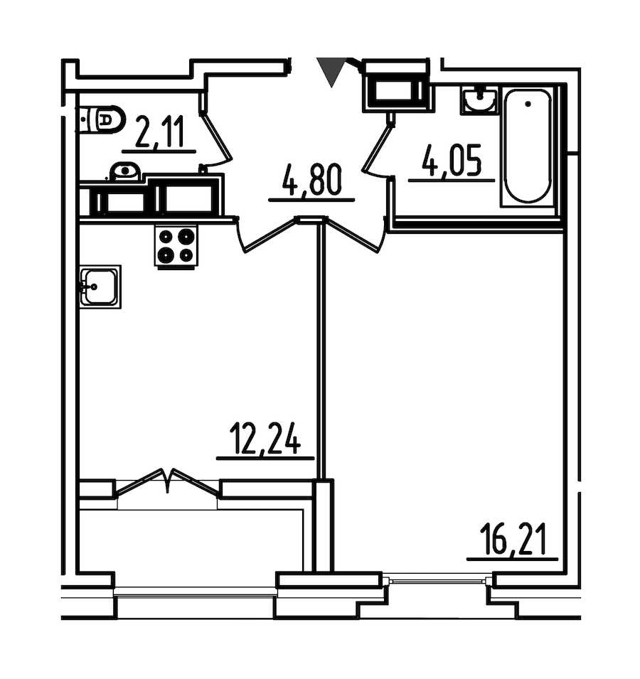 Однокомнатная квартира в : площадь 41.16 м2 , этаж: 10 - 12 – купить в Санкт-Петербурге