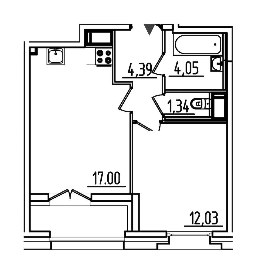 Однокомнатная квартира в : площадь 40.71 м2 , этаж: 10 - 12 – купить в Санкт-Петербурге