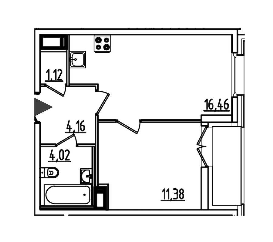 Однокомнатная квартира в : площадь 38.58 м2 , этаж: 10 - 13 – купить в Санкт-Петербурге
