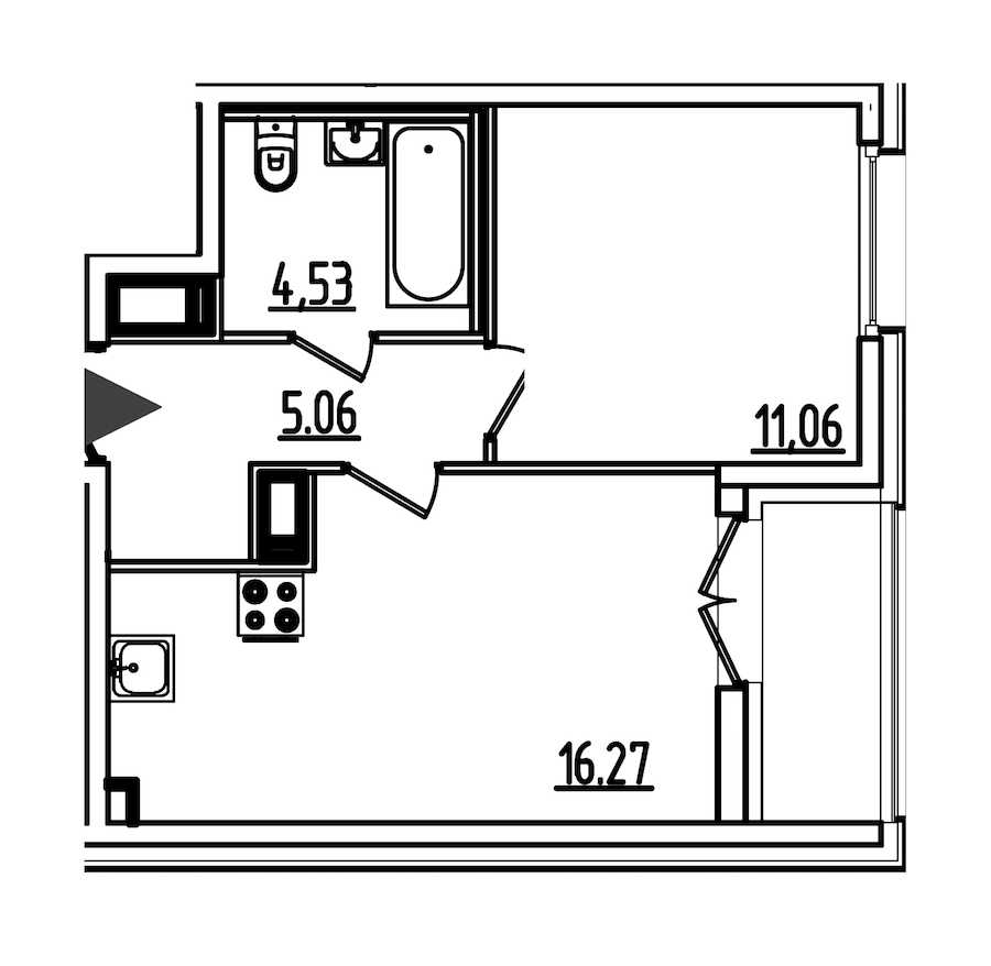 Однокомнатная квартира в : площадь 38.67 м2 , этаж: 10 - 13 – купить в Санкт-Петербурге