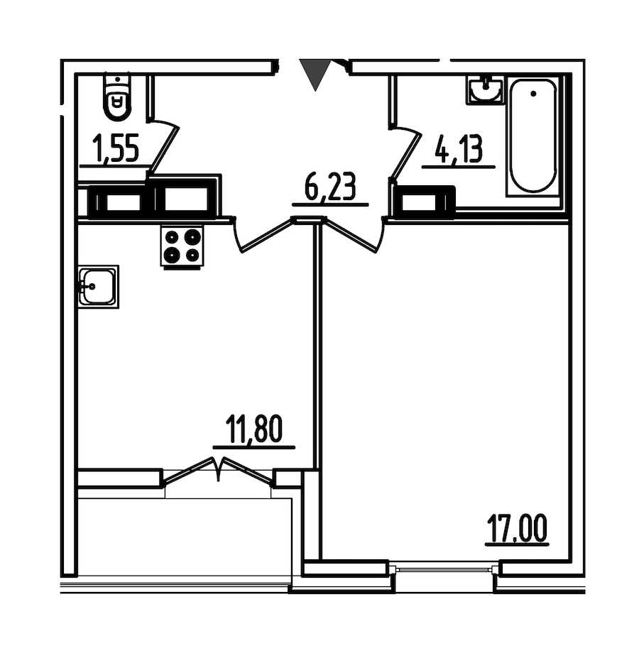Однокомнатная квартира в : площадь 42.53 м2 , этаж: 7 – купить в Санкт-Петербурге