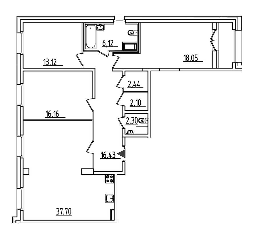 Трехкомнатная квартира в : площадь 116.15 м2 , этаж: 3 – купить в Санкт-Петербурге