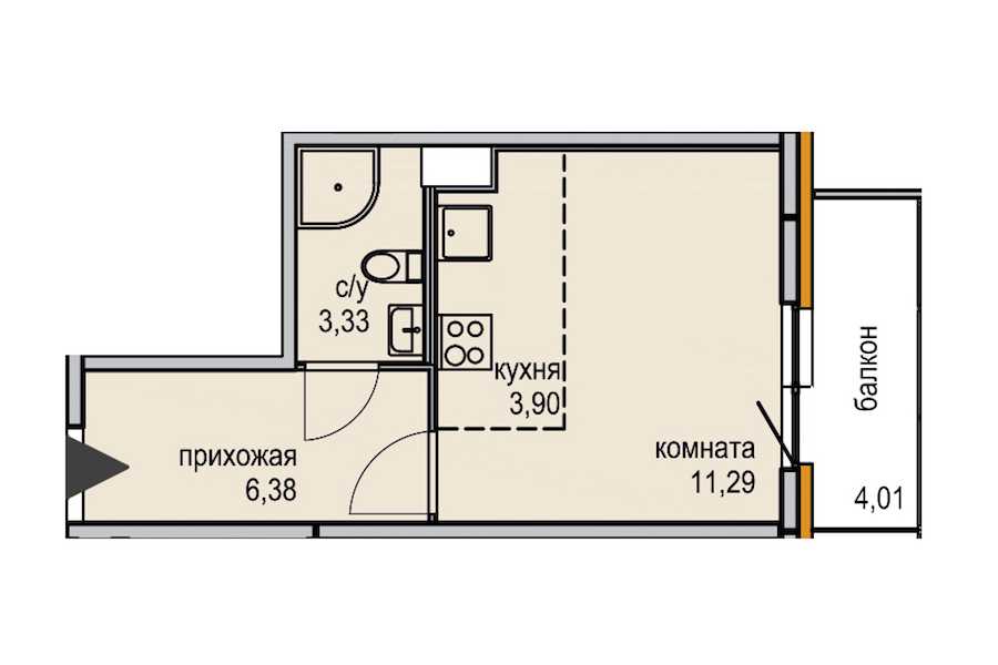 Студия в : площадь 24.9 м2 , этаж: 12 – купить в Санкт-Петербурге