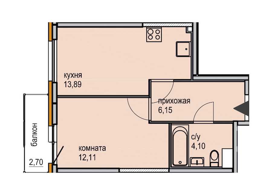 Однокомнатная квартира в ЮИТ: площадь 36.25 м2 , этаж: 8 – купить в Санкт-Петербурге