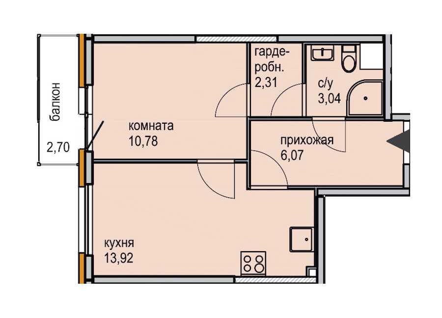 Однокомнатная квартира в : площадь 36.12 м2 , этаж: 12 – купить в Санкт-Петербурге