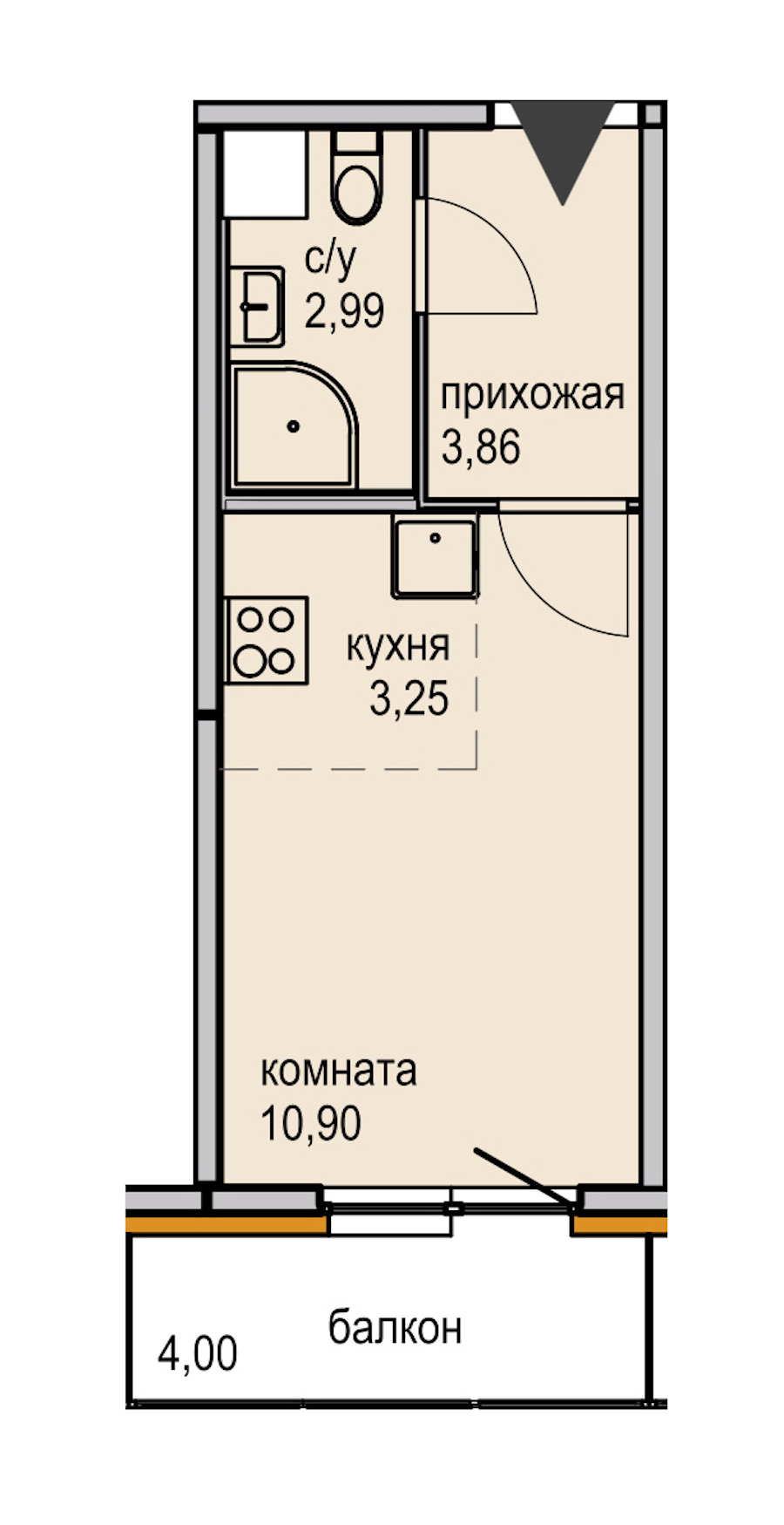 Студия в : площадь 21 м2 , этаж: 5 – купить в Санкт-Петербурге