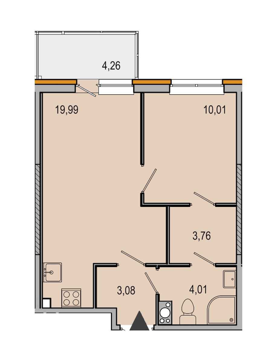 Однокомнатная квартира в ЮИТ: площадь 40.85 м2 , этаж: 11 – купить в Санкт-Петербурге