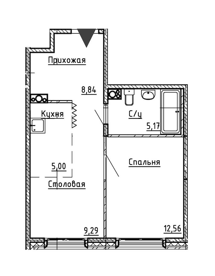 Однокомнатная квартира в : площадь 40.86 м2 , этаж: 7 – купить в Санкт-Петербурге