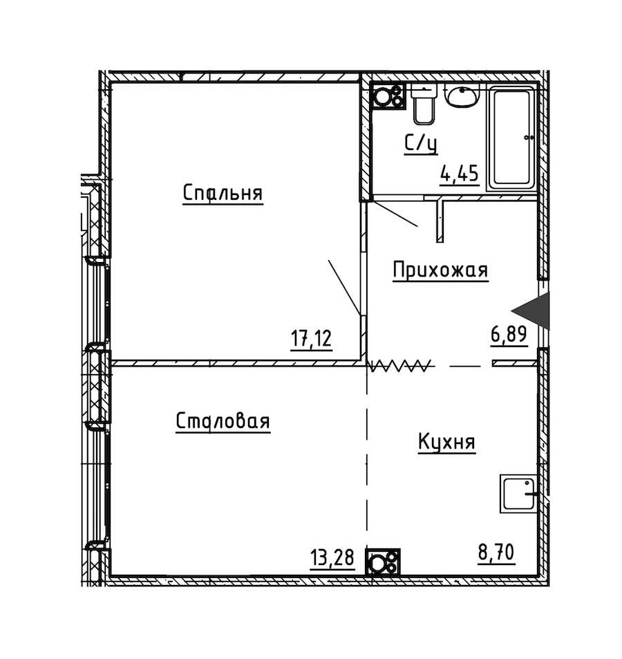 Однокомнатная квартира в : площадь 50.44 м2 , этаж: 5 – купить в Санкт-Петербурге