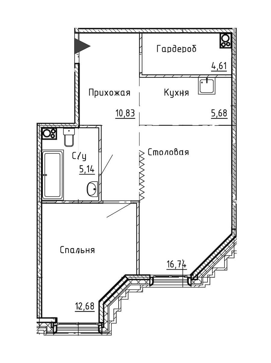 Однокомнатная квартира в : площадь 55.68 м2 , этаж: 10 – купить в Санкт-Петербурге