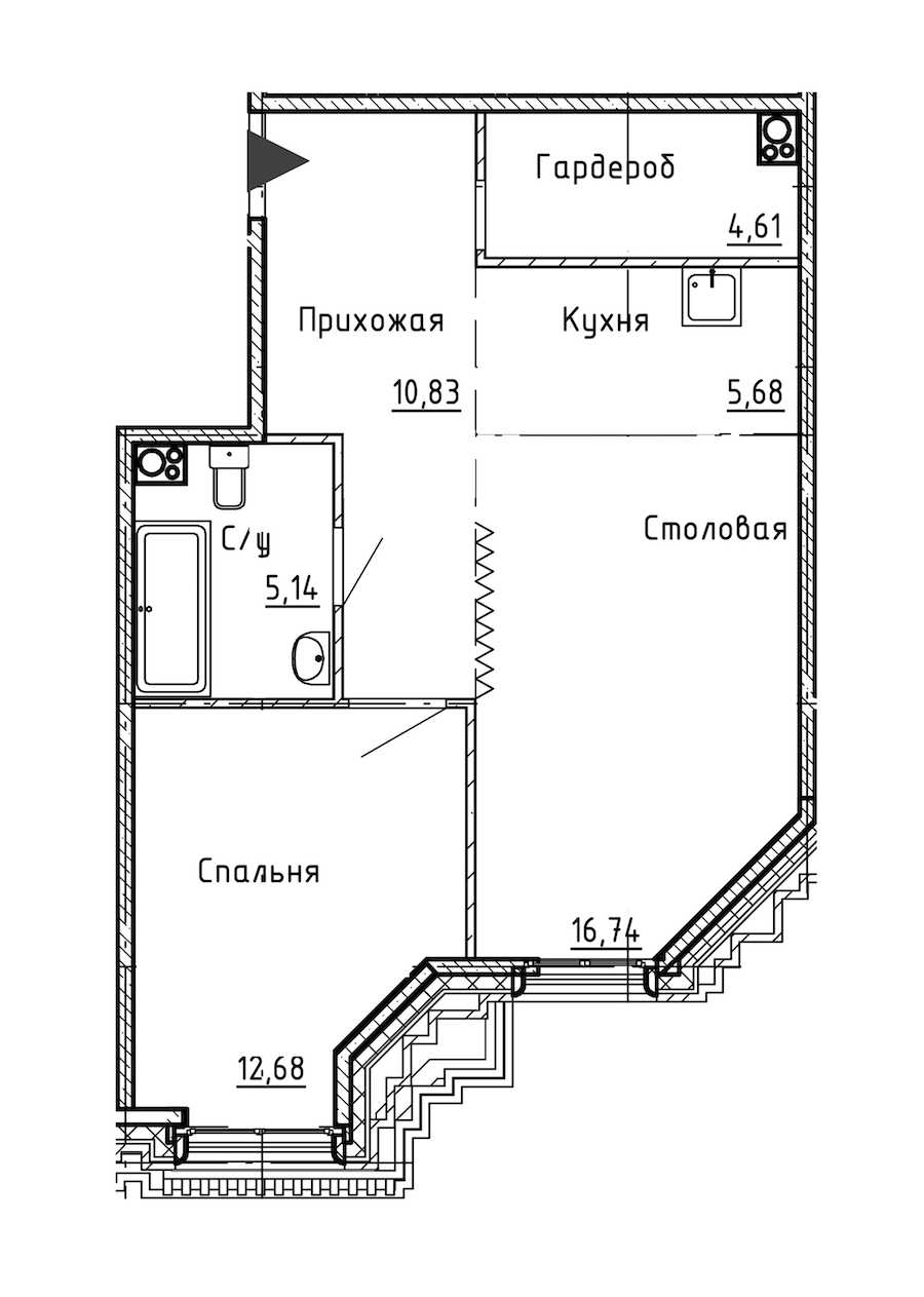 Однокомнатная квартира в : площадь 55.68 м2 , этаж: 8 - 10 – купить в Санкт-Петербурге