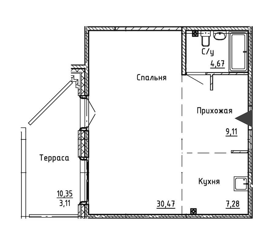 Студия в : площадь 54.64 м2 , этаж: 2 – купить в Санкт-Петербурге