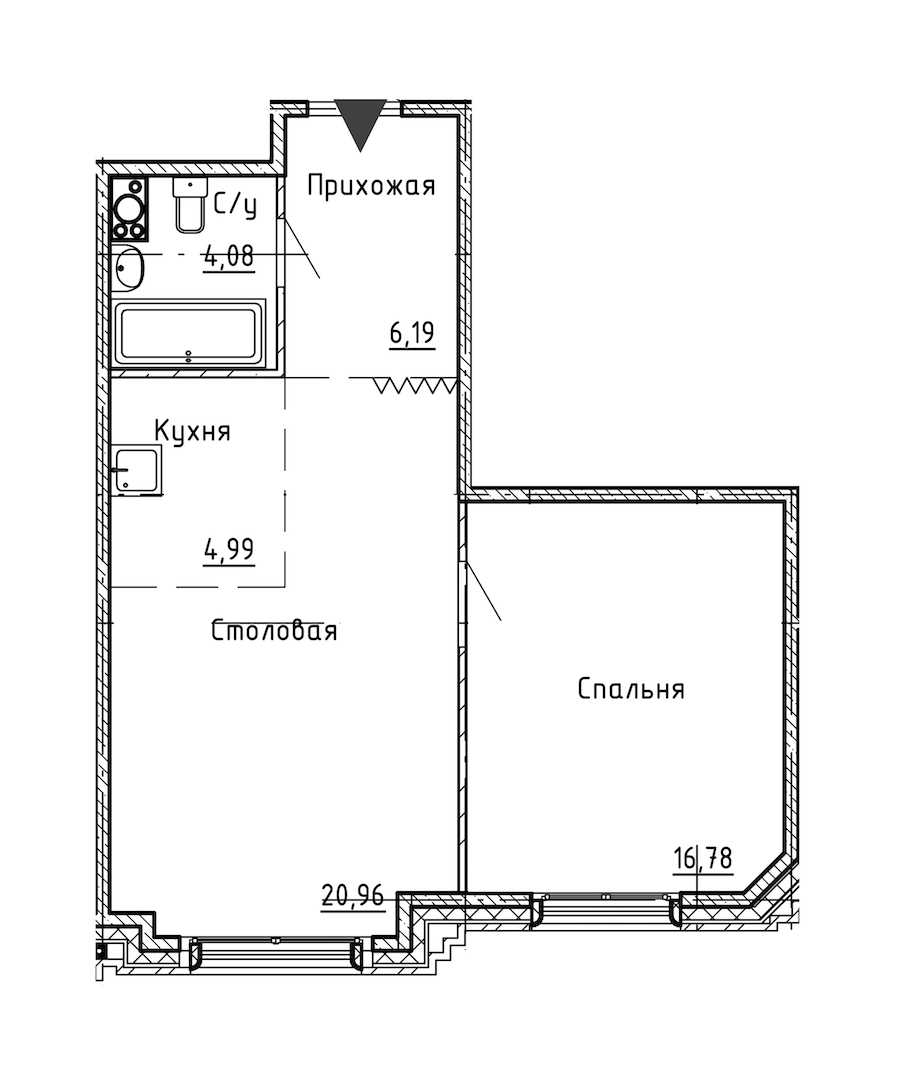 Однокомнатная квартира в : площадь 53 м2 , этаж: 5 – купить в Санкт-Петербурге