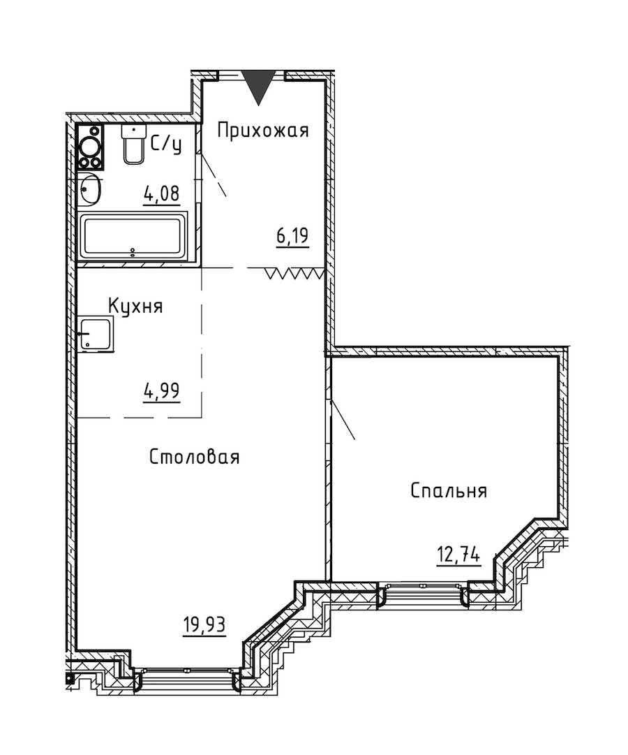 Однокомнатная квартира в : площадь 47.93 м2 , этаж: 9 – купить в Санкт-Петербурге