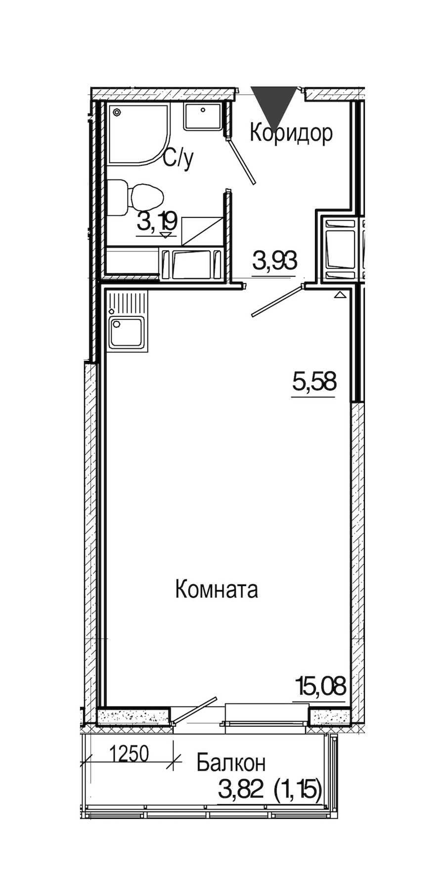 Студия в : площадь 28.93 м2 , этаж: 18 – купить в Санкт-Петербурге