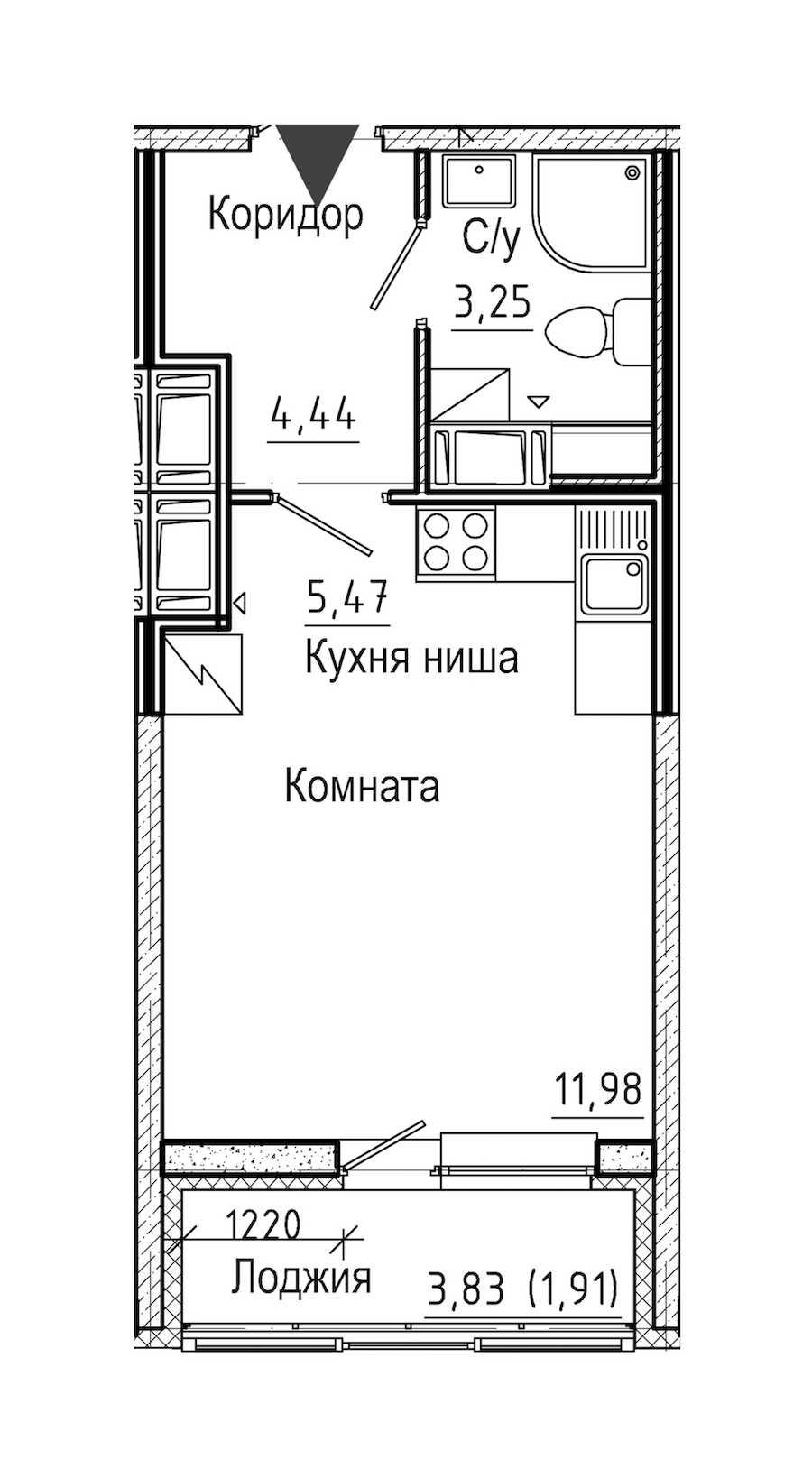 Студия в : площадь 27.05 м2 , этаж: 21 – купить в Санкт-Петербурге