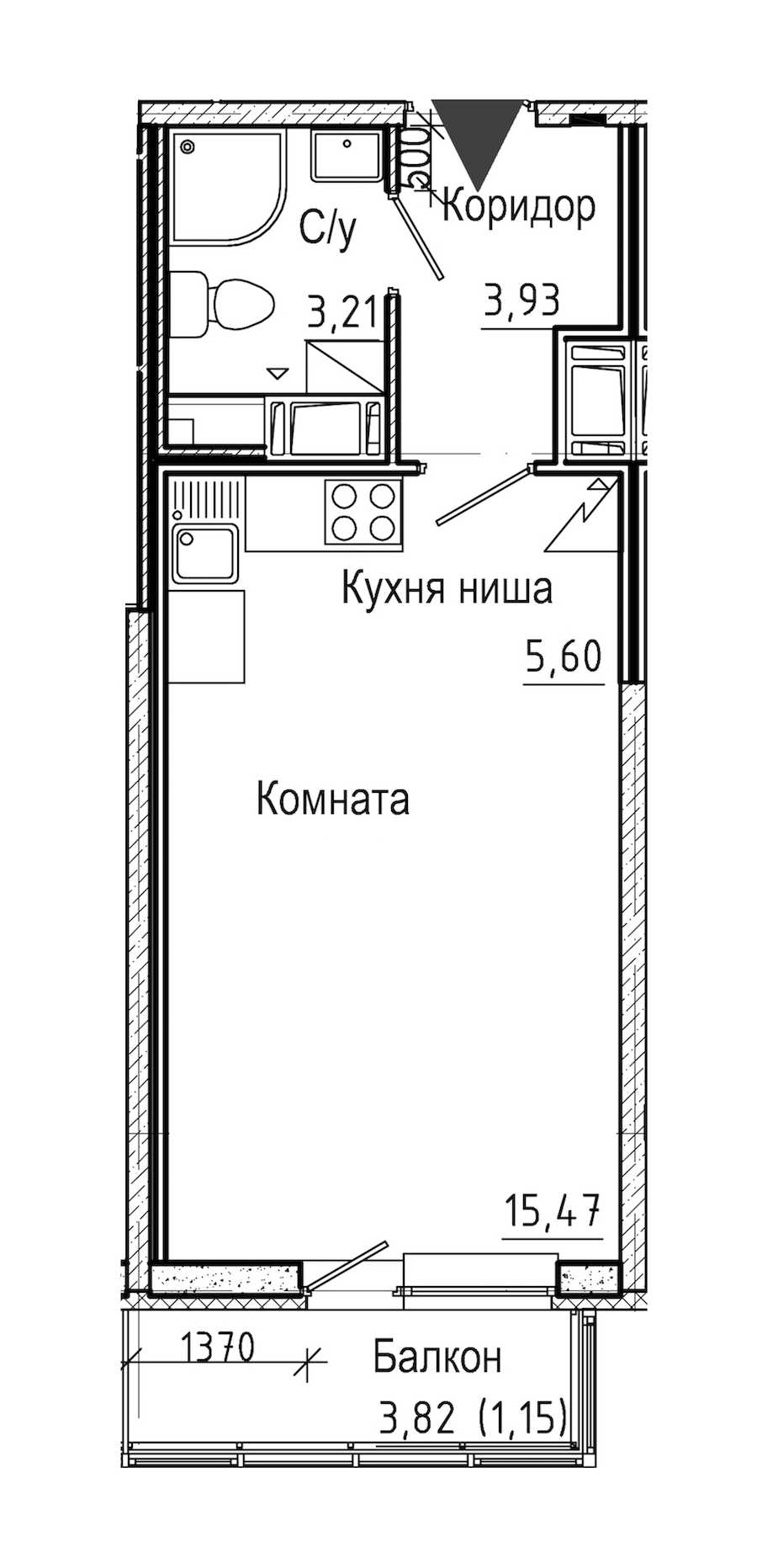 Студия в : площадь 29.4 м2 , этаж: 7 – купить в Санкт-Петербурге