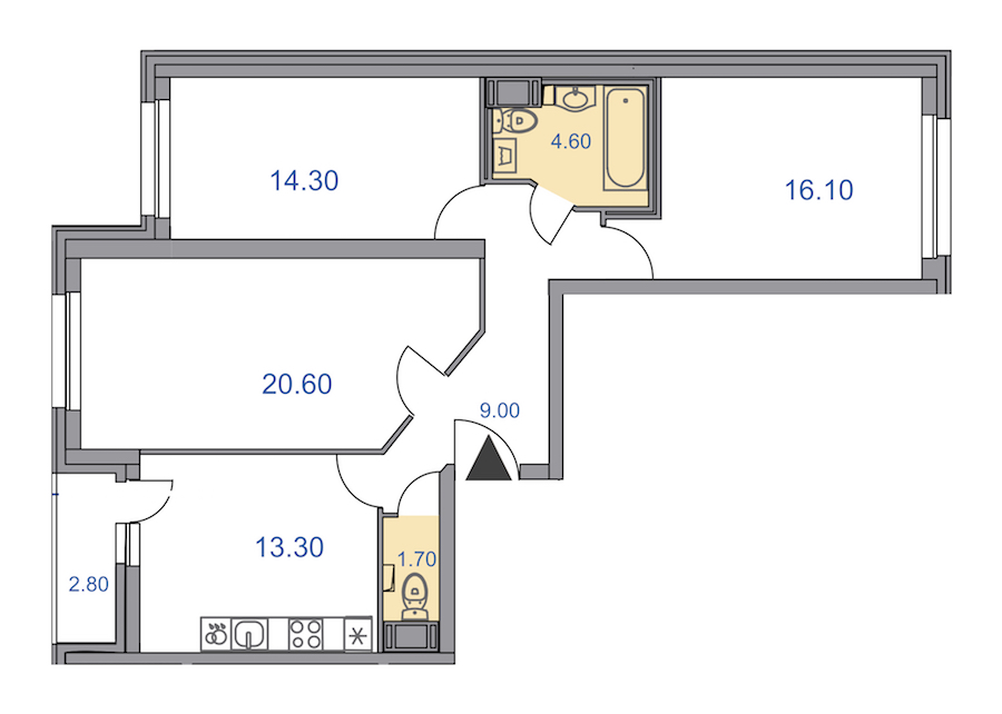 Трехкомнатная квартира в : площадь 81 м2 , этаж: 6 – купить в Санкт-Петербурге