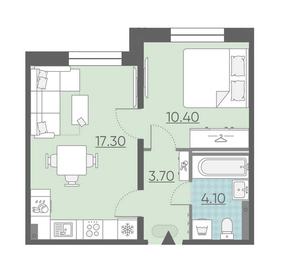 Однокомнатная квартира в : площадь 35.5 м2 , этаж: 1 – купить в Санкт-Петербурге