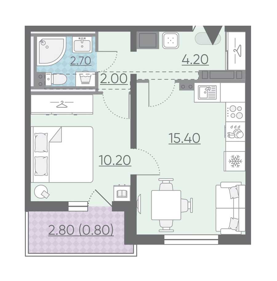 Однокомнатная квартира в : площадь 35.3 м2 , этаж: 23 – купить в Санкт-Петербурге