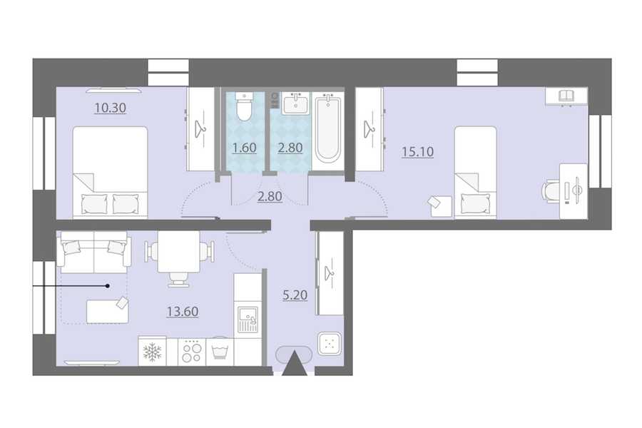 Двухкомнатная квартира в Группа ЛСР: площадь 51.4 м2 , этаж: 1 – купить в Санкт-Петербурге