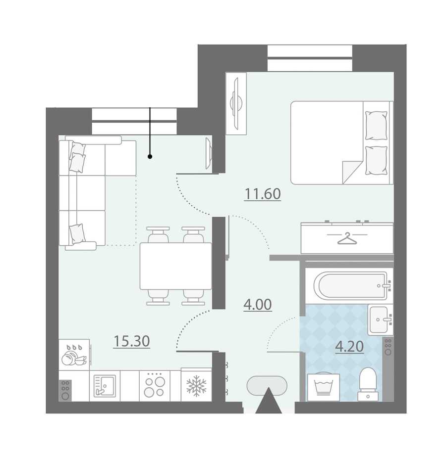 Однокомнатная квартира в : площадь 35.1 м2 , этаж: 1 – купить в Санкт-Петербурге