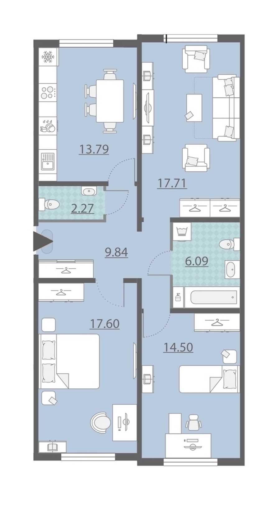 Трехкомнатная квартира в : площадь 81.8 м2 , этаж: 1 – купить в Санкт-Петербурге