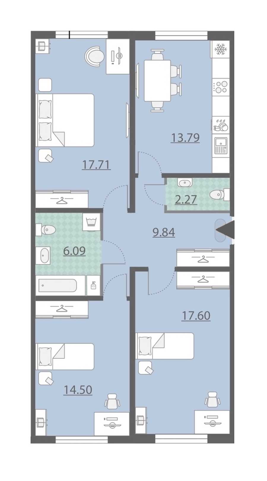Трехкомнатная квартира в Группа ЛСР: площадь 81.8 м2 , этаж: 1 – купить в Санкт-Петербурге