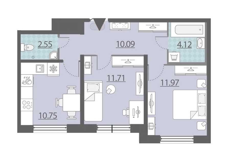 Двухкомнатная квартира в Группа ЛСР: площадь 51.19 м2 , этаж: 1 – купить в Санкт-Петербурге