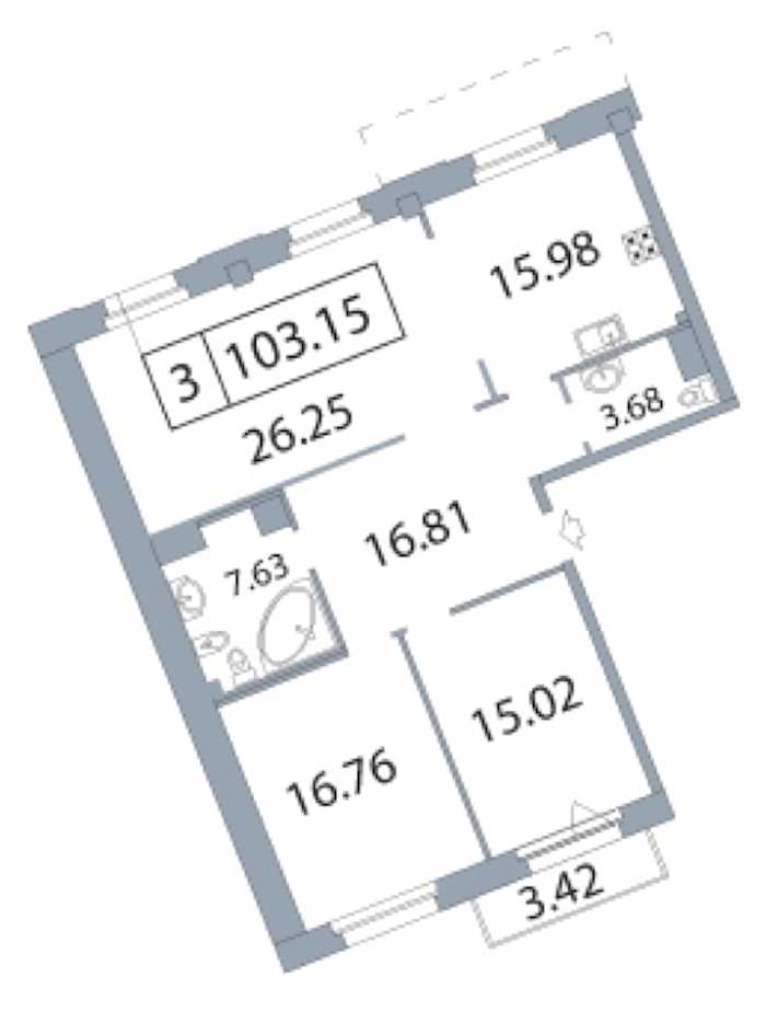Трехкомнатная квартира в : площадь 103.2 м2 , этаж: 7 – купить в Санкт-Петербурге