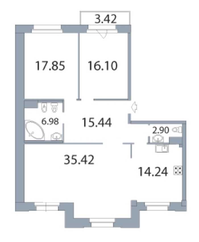 Трехкомнатная квартира в Группа ЛСР: площадь 110.1 м2 , этаж: 6 – купить в Санкт-Петербурге