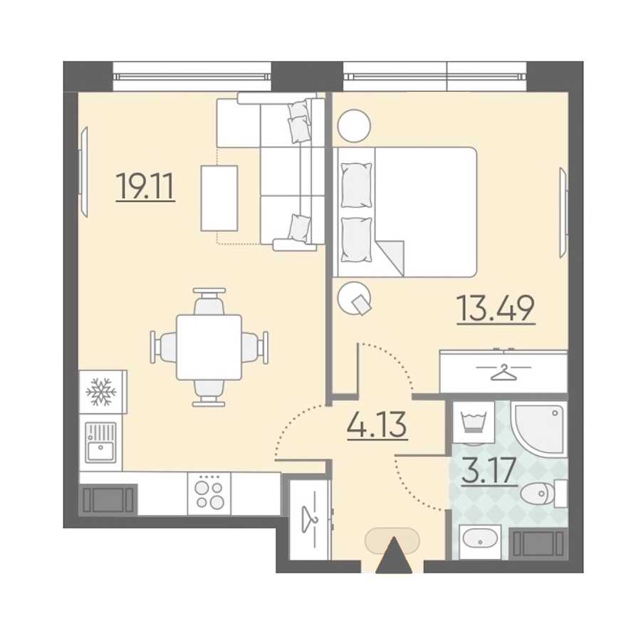 Однокомнатная квартира в : площадь 39.9 м2 , этаж: 11 – купить в Санкт-Петербурге