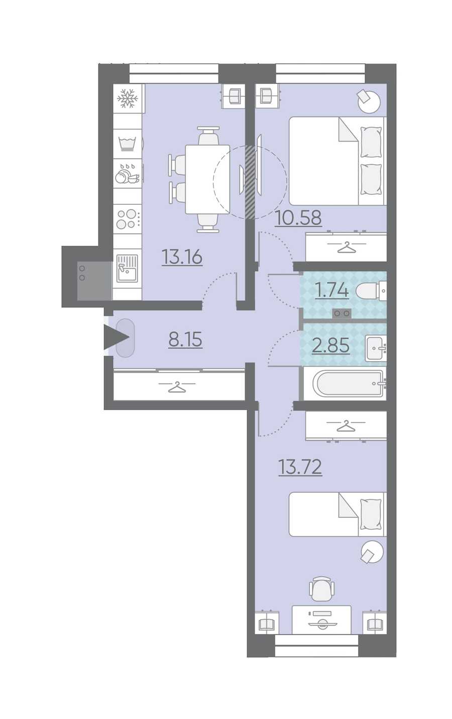 Двухкомнатная квартира в : площадь 50.2 м2 , этаж: 1 – купить в Санкт-Петербурге